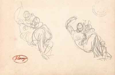 母と子の2つのスケッチ 作： George Romney